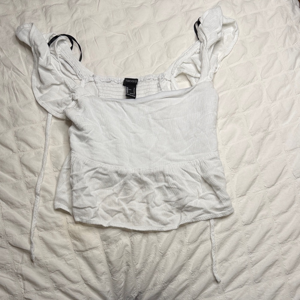 Forever 21 White Ruffled Blouse